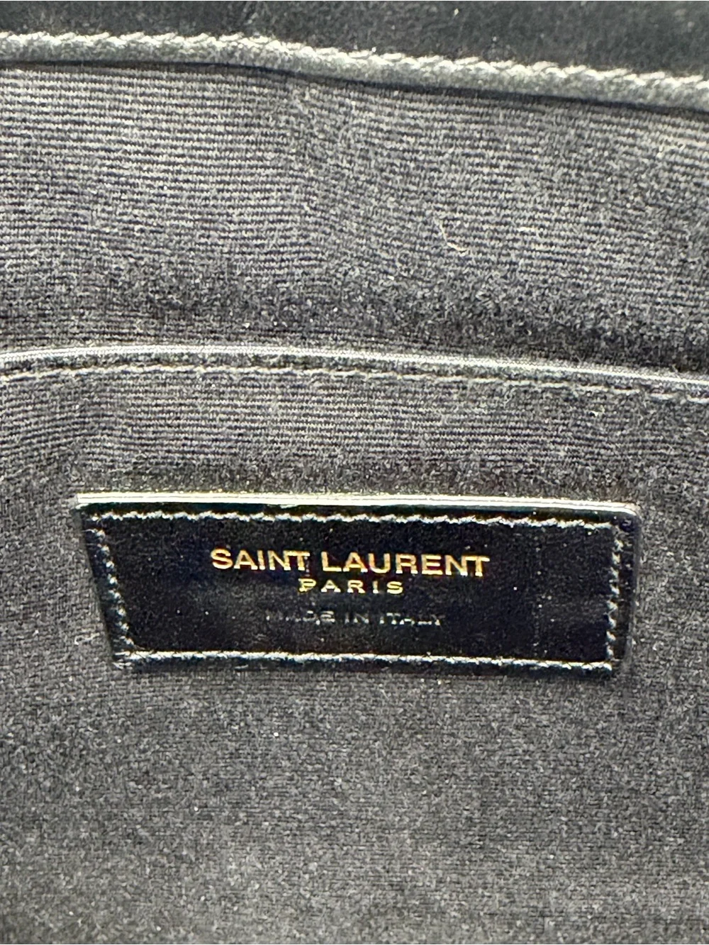 Saint Laurent Black Chevron Leather Wristlet/Clutch w/Gold YSL Logo Entrupy COA